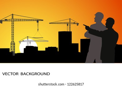 on the image are presented the engineer against construction