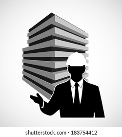 on the image are presented the engineer against construction