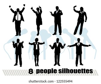 on the image silhouettes of businessmen in movement are presented