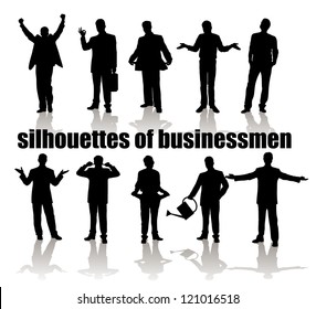 on the image silhouettes of businessmen are presented