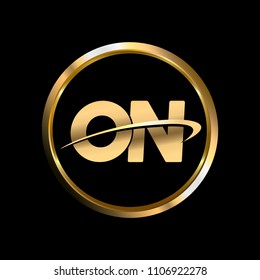 ON initial circle company logo gold black background