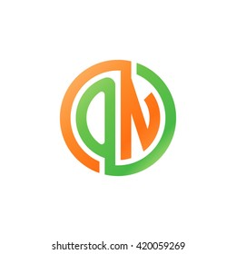 ON initial letters looping linked circle logo orange green
