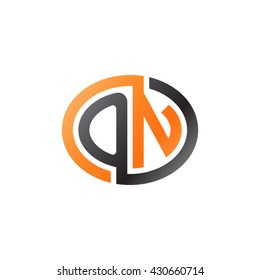 ON initial letters looping linked ellipse logo orange black