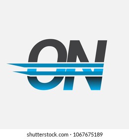 ON initial logo company name colored black and blue, Simple and Modern Logo Design.