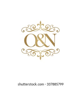 O&N Initial logo. Ornament ampersand monogram golden logo