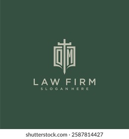 ON initial monogram for law firm with sword and shield logo image