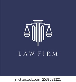 ON monograma inicial para el logotipo del bufete de abogados con escalas Imagen de Vector