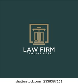 ON initial monogram logo for lawfirm with pillar design in creative square