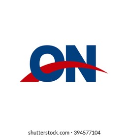 ON initial overlapping swoosh letter logo blue red