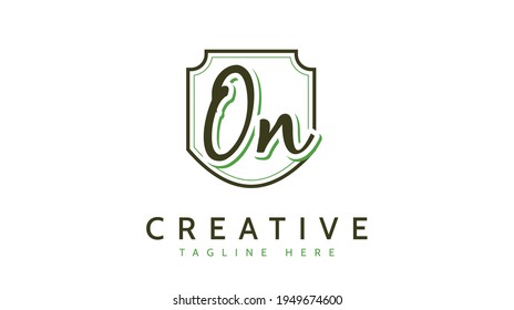 ON Initials, handwriting logo vector