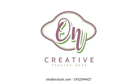 ON Initials, handwriting logo vector