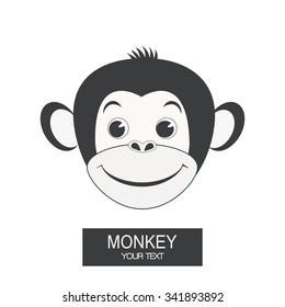 On an isolated white background shows a monkey muzzle. Vector illustration 