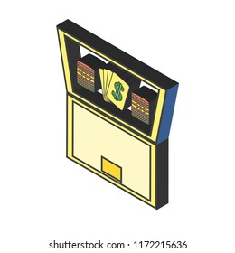 On isometric left top view 3D icon