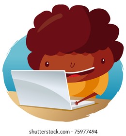 on laptop