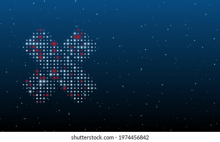 On the left is the adhesive plaster symbol filled with white dots. Background pattern from dots and circles of different shades. Vector illustration on blue background with stars