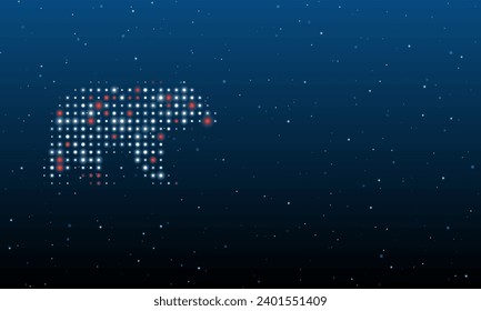A la izquierda está el símbolo del oso con puntos blancos. Patrón de fondo de puntos y círculos de diferentes matices. Ilustración vectorial sobre fondo azul con estrellas
