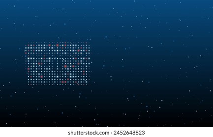 On the left is the chest symbol filled with white dots. Background pattern from dots and circles of different shades. Vector illustration on blue background with stars