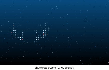 On the left is the deer horns symbol filled with white dots. Background pattern from dots and circles of different shades. Vector illustration on blue background with stars