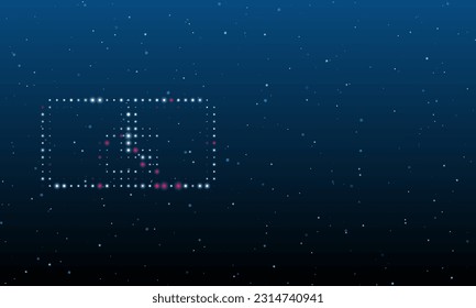On the left is the disabled road symbol filled with white dots. Background pattern from dots and circles of different shades. Vector illustration on blue background with stars