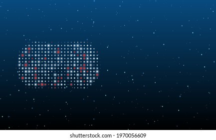 On the left is the diving goggles symbol filled with white dots. Background pattern from dots and circles of different shades. Vector illustration on blue background with stars