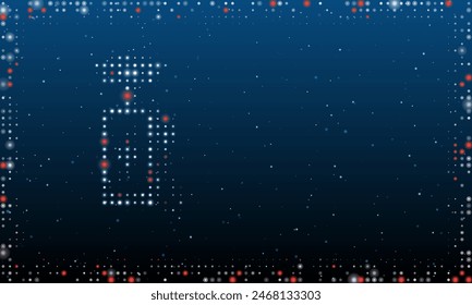 On the left is the electric charging station symbol filled with white dots. Abstract futuristic frame of dots and circles. Vector illustration on blue background with stars