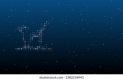 On the left is the giraffe symbol filled with white dots. Background pattern from dots and circles of different shades. Vector illustration on blue background with stars