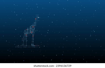On the left is the giraffe symbol filled with white dots. Background pattern from dots and circles of different shades. Vector illustration on blue background with stars
