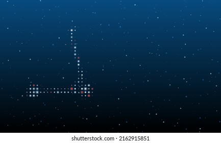 On the left is the kick scooter symbol filled with white dots. Background pattern from dots and circles of different shades. Vector illustration on blue background with stars