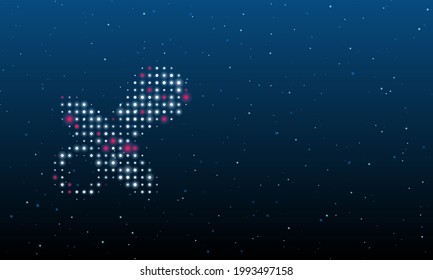 On the left is the nipple symbol filled with white dots. Background pattern from dots and circles of different shades. Vector illustration on blue background with stars
