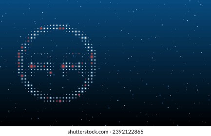 On the left is the no overtaking symbol filled with white dots. Background pattern from dots and circles of different shades. Vector illustration on blue background with stars