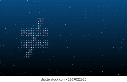 Auf der linken Seite ist das nicht gleiche Symbol gefüllt mit weißen Punkten. Hintergrundmuster aus Punkten und Kreisen verschiedener Farben. Vektorgrafik auf blauem Hintergrund mit Sternen