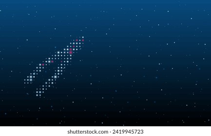 On the left is the pliers symbol filled with white dots. Background pattern from dots and circles of different shades. Vector illustration on blue background with stars