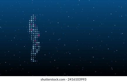 On the left is the pregnant woman symbol filled with white dots. Background pattern from dots and circles of different shades. Vector illustration on blue background with stars