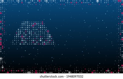 On the left is the printed circuit board symbol filled with white dots. Abstract futuristic frame of dots and circles. Vector illustration on blue background with stars