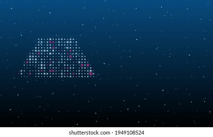 On the left is the printed circuit board symbol filled with white dots. Background pattern from dots and circles of different shades. Vector illustration on blue background with stars