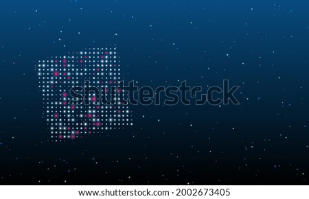 On the left is the puzzle symbol filled with white dots. Background pattern from dots and circles of different shades. Vector illustration on blue background with stars