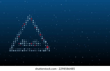 On the left is the rough road symbol filled with white dots. Background pattern from dots and circles of different shades. Vector illustration on blue background with stars