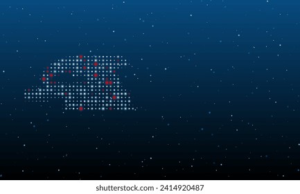 On the left is the sanding machine symbol filled with white dots. Background pattern from dots and circles of different shades. Vector illustration on blue background with stars