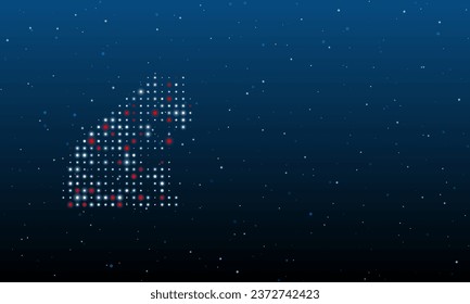 On the left is the sitting tiger symbol filled with white dots. Background pattern from dots and circles of different shades. Vector illustration on blue background with stars