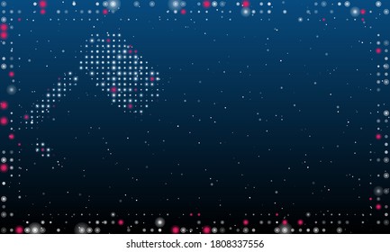 A la izquierda está el símbolo de martillo dormido con puntos blancos. Resumen marco futurista de puntos y círculos. Algunos puntos son rosas. Ilustración vectorial sobre fondo azul con estrellas