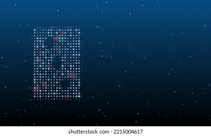 A la izquierda se encuentran los Tres de los diamantes que juegan un símbolo lleno de puntos blancos. Patrón de fondo de puntos y círculos de diferentes matices. Ilustración vectorial sobre fondo azul con estrellas