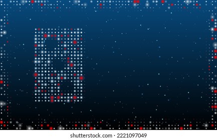 A la izquierda están los Tres corazones tocando un símbolo lleno de puntos blancos. Resumen marco futurista de puntos y círculos. Ilustración vectorial sobre fondo azul con estrellas