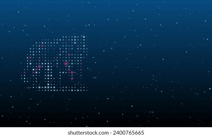 On the left is the tiger symbol filled with white dots. Background pattern from dots and circles of different shades. Vector illustration on blue background with stars