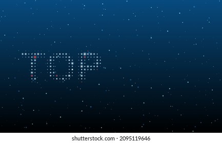 On the left is the top symbol filled with white dots. Background pattern from dots and circles of different shades. Vector illustration on blue background with stars