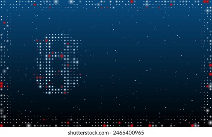 On the left is the traffic lights symbol filled with white dots. Pointillism style. Abstract futuristic frame of dots and circles. Some dots is red. Vector illustration on blue background with stars