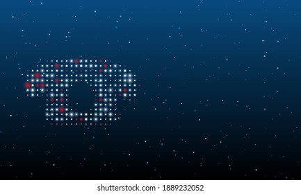 On the left is the vintage telephone symbol filled with white dots. Background pattern from dots and circles of different shades. Vector illustration on blue background with stars