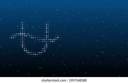 On the left is the zodiac ophiuchus symbol filled with white dots. Background pattern from dots and circles of different shades. Vector illustration on blue background with stars
