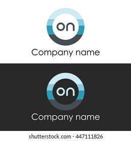 ON letter circle shape icon logo white blue