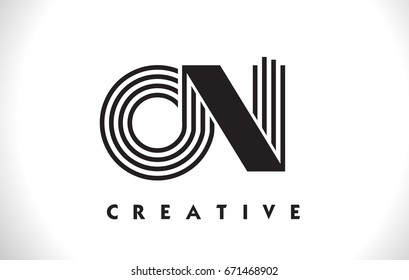 ON Letter Logo With Black Lines Design. Line Letter Symbol Vector Illustration