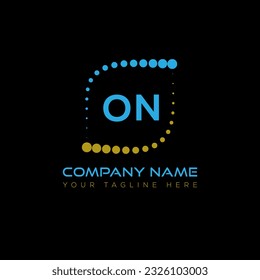 ON letter logo design on black background. ON creative initials letter logo concept. ON unique design.
